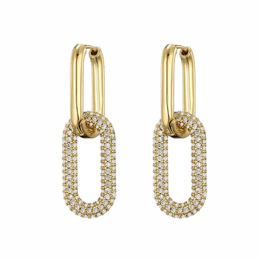 S925 Silver High-grade Diamond Oval Fashionable Earrings For Women