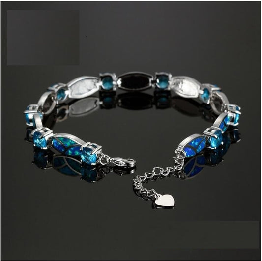 Copper Plated Silver Blue Opal Bracelet AliExpress Hot Blast Bracelet