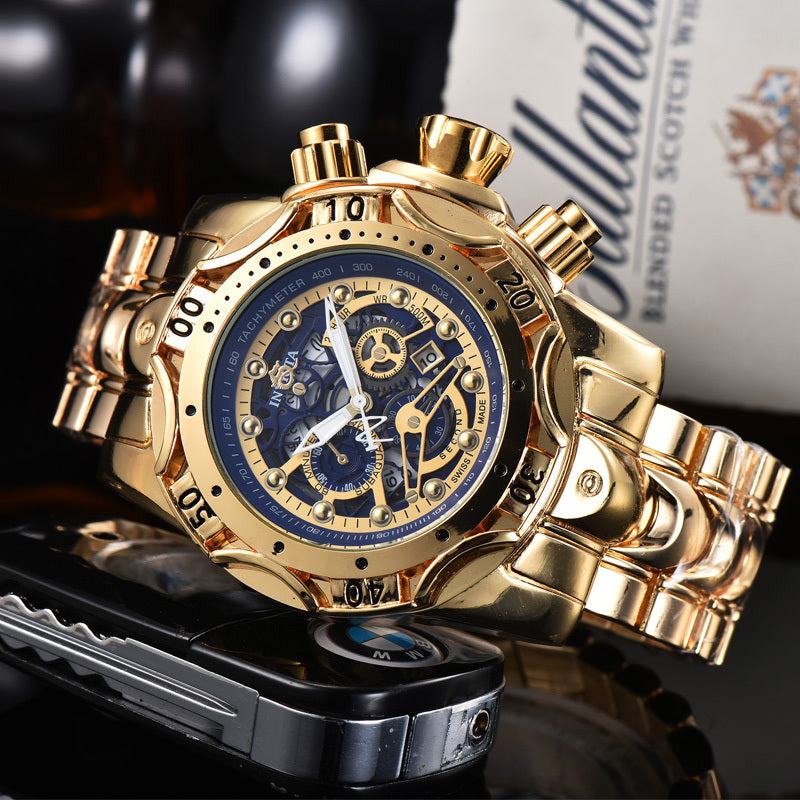 Quartz Watch With Hollow Dial Steel Band