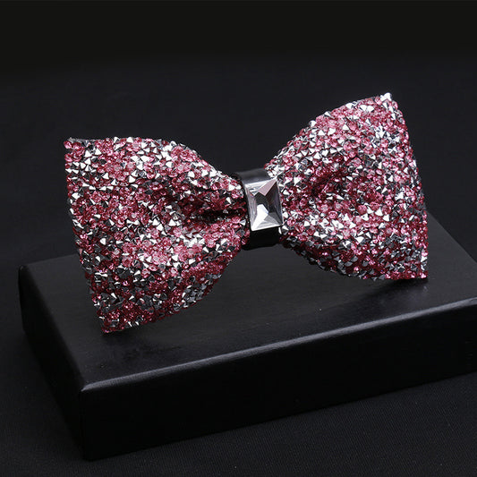 Fashionable Men's Shiny Diamond Bow Tie