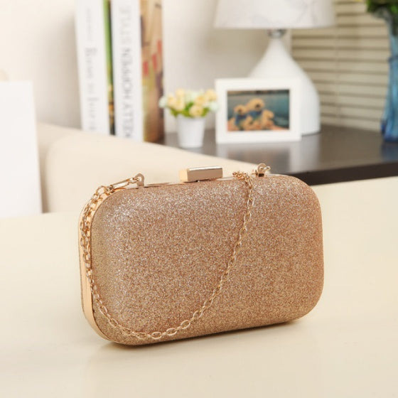 Damen Handtasche Abendtaschen für Party Neue Damen Kette Umhängetasche Damenmode Gold Clutch Box Bag Damen Messenger