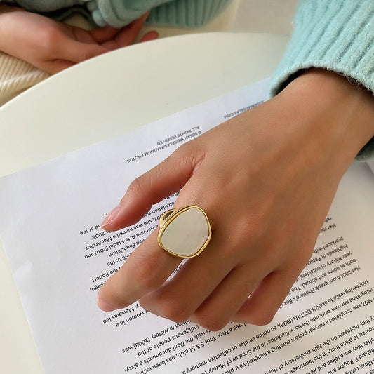 خاتم Mother Shell Minor Hipster Thick من الفضة الإسترلينية عيار 925