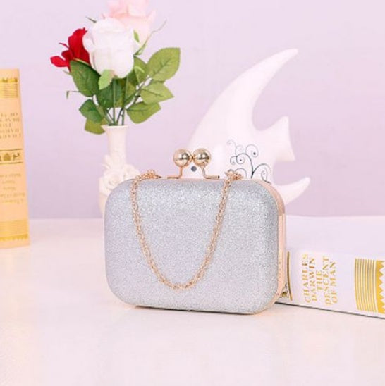 Damen Handtasche Abendtaschen für Party Neue Damen Kette Umhängetasche Damenmode Gold Clutch Box Bag Damen Messenger
