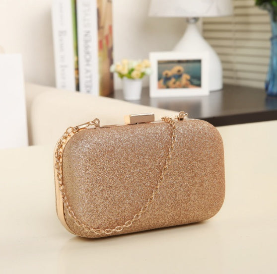 Damen Handtasche Abendtaschen für Party Neue Damen Kette Umhängetasche Damenmode Gold Clutch Box Bag Damen Messenger