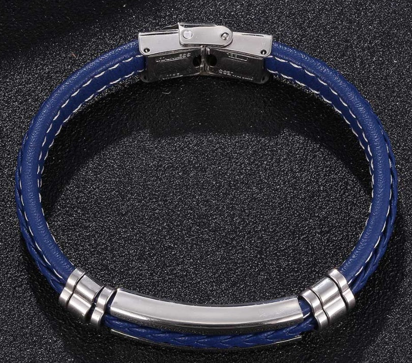 Fashion Braided Men's Stainless Steel Leather Bracelet