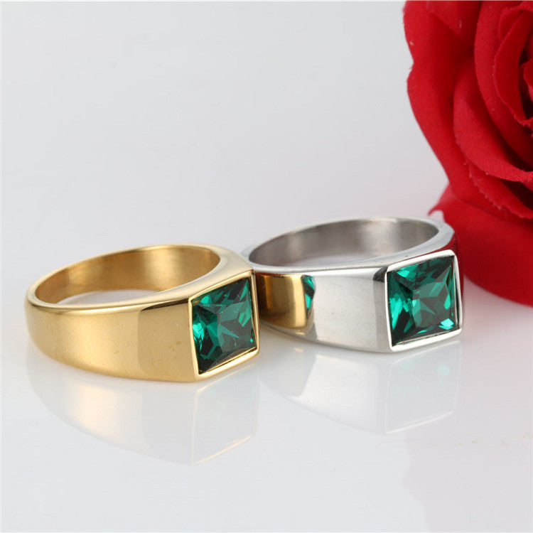 European And American New Titanium Steel Female Stainless Steel Ruby Ring