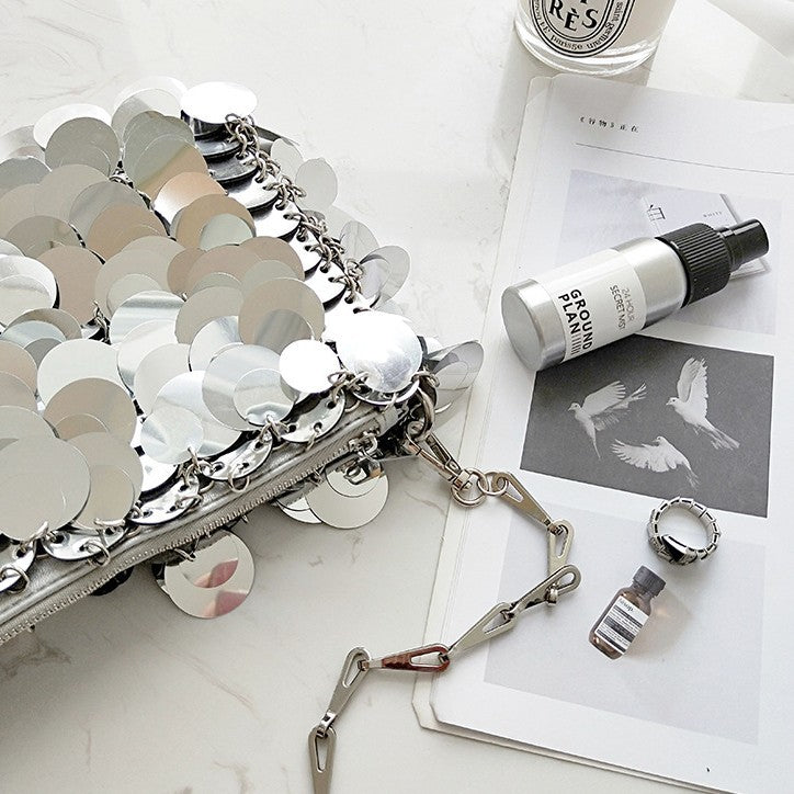 Kette Glitzer Pailletten Bling Schultertasche