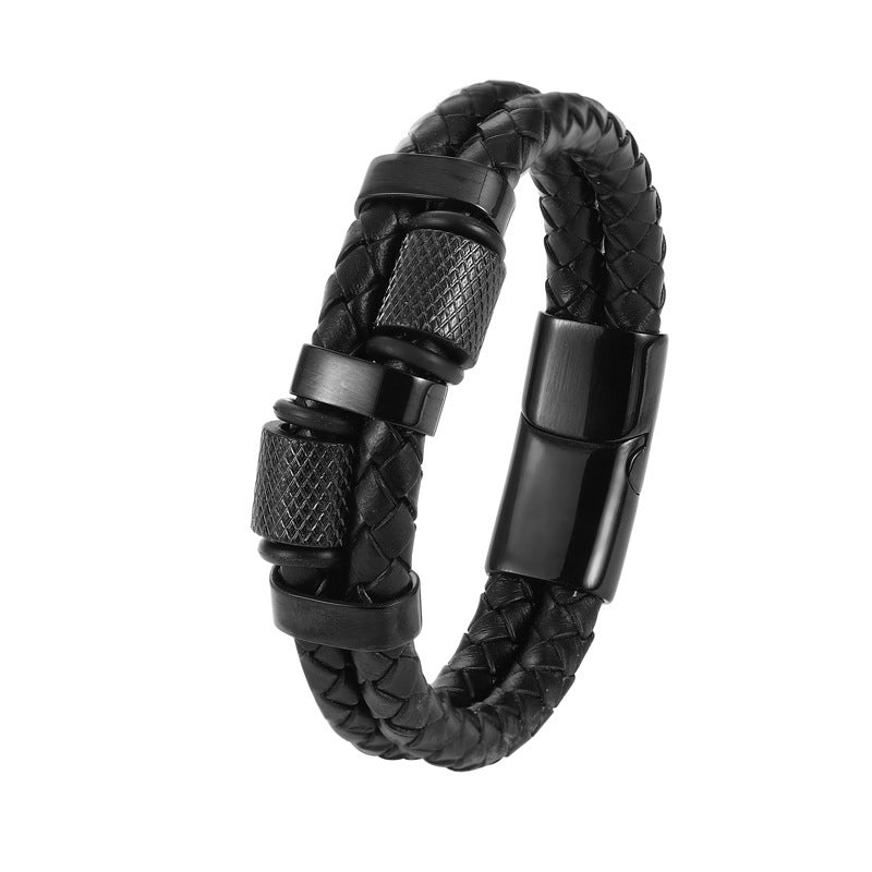 Explosive stainless steel magnet buckle leather bracelet