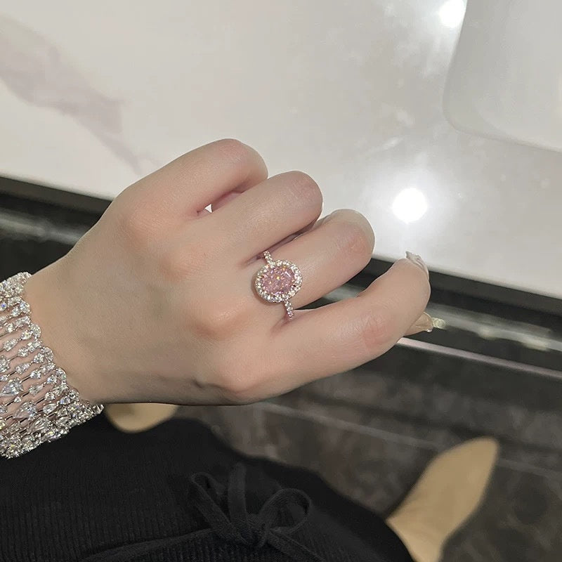 Big Diamond Ring Female Opening Adjustable Tide Little Finger Ring