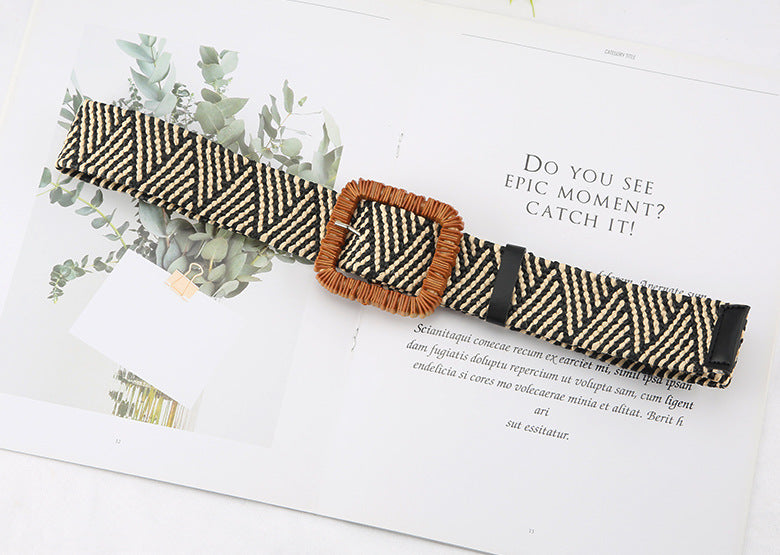 Fashion All-match Literary Fan Cotton And Linen Wide Girdle