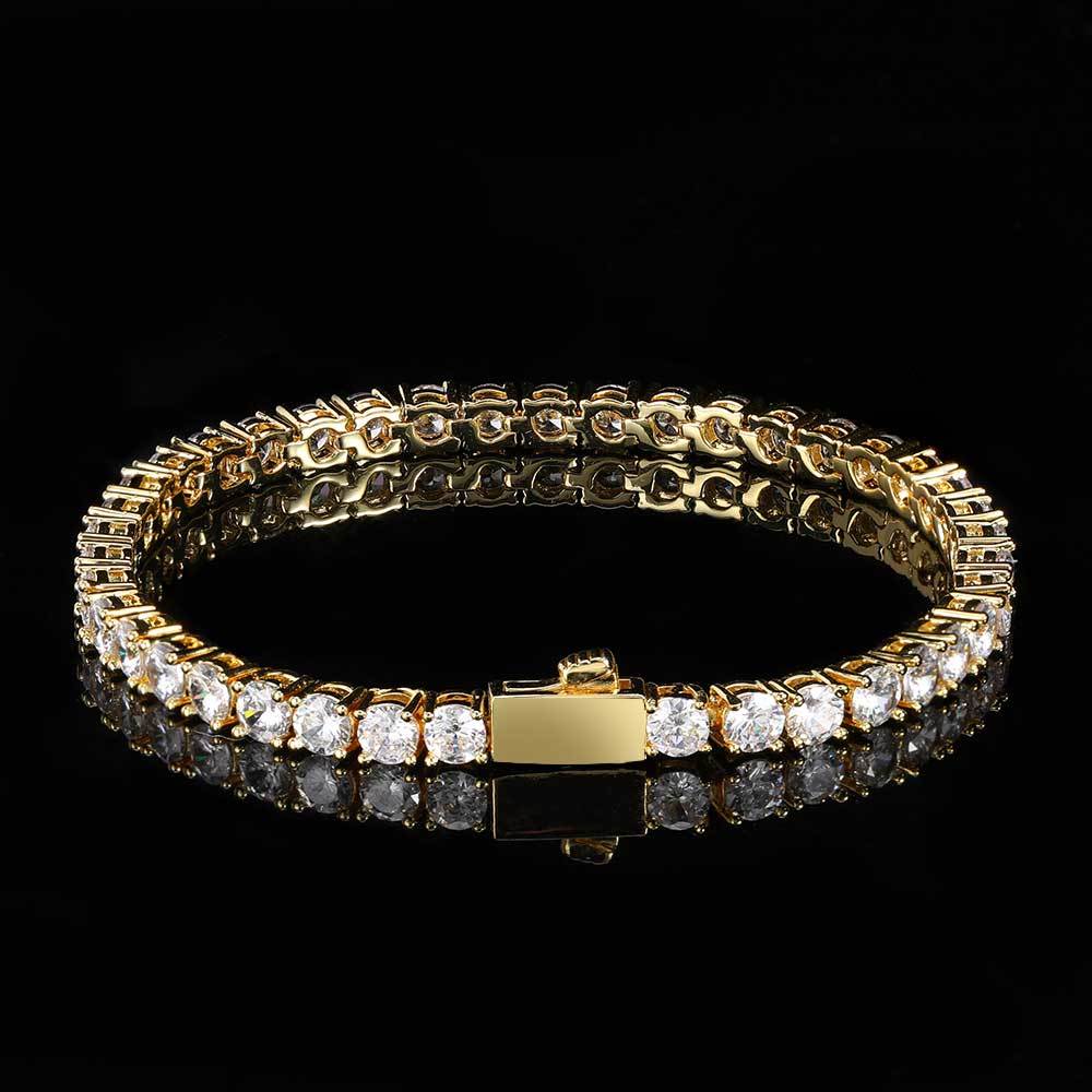 Hip Hop Spring Buckle Single Row Tennis Chain Bracelet