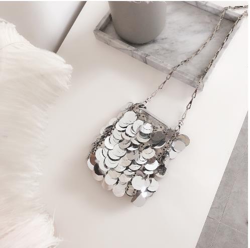 Kette Glitzer Pailletten Bling Schultertasche