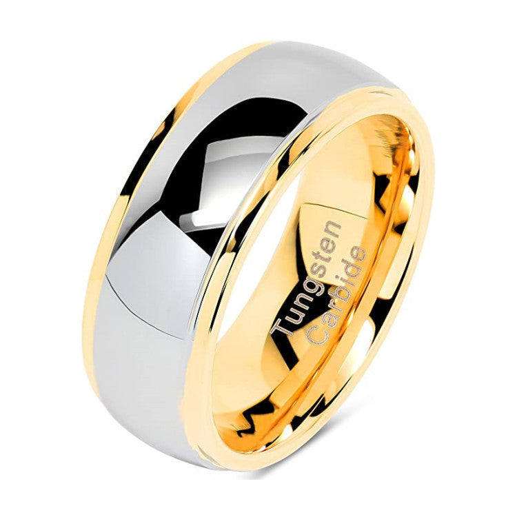 Fashion Tungsten Steel Ring Curved Line Gold