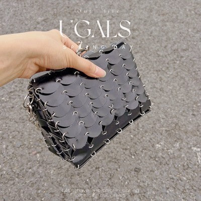 Kette Glitzer Pailletten Bling Schultertasche