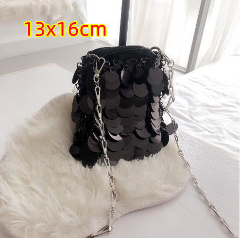 Kette Glitzer Pailletten Bling Schultertasche