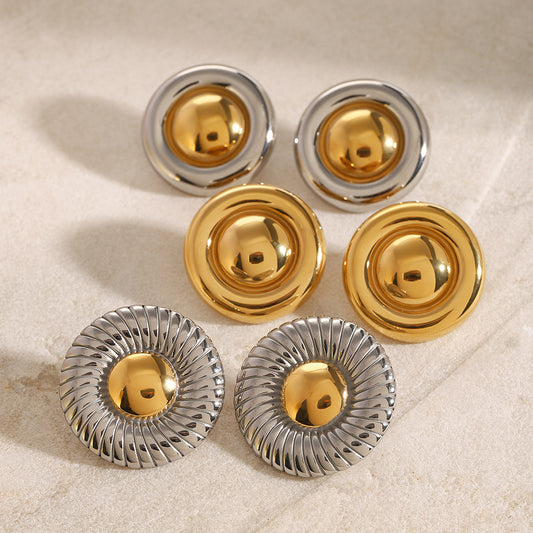 Stainless Steel Exaggerated Threaded Earrings