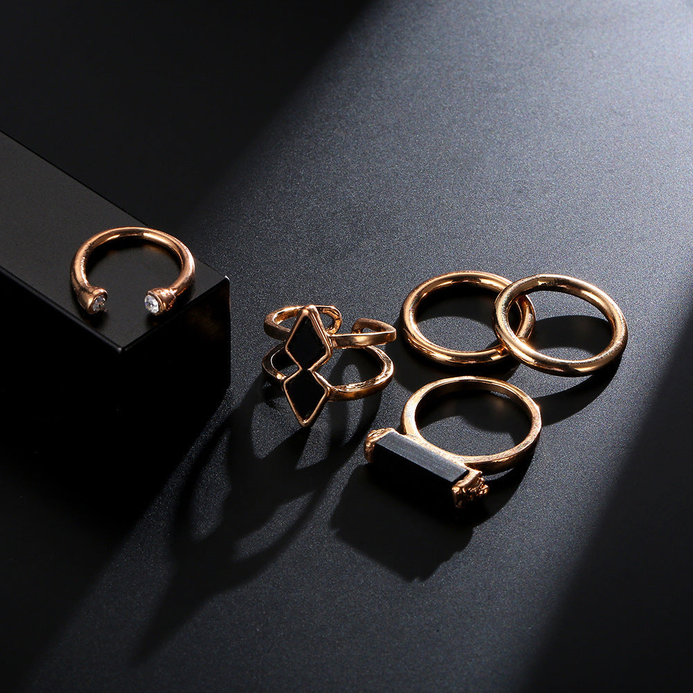 Fashion Joint Ring Set Electroplating 18K Gem Jewelry