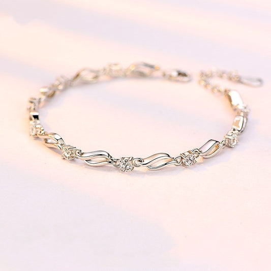 925 Sterling silver crystal love bracelet