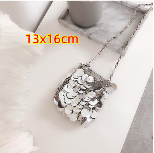 Kette Glitzer Pailletten Bling Schultertasche