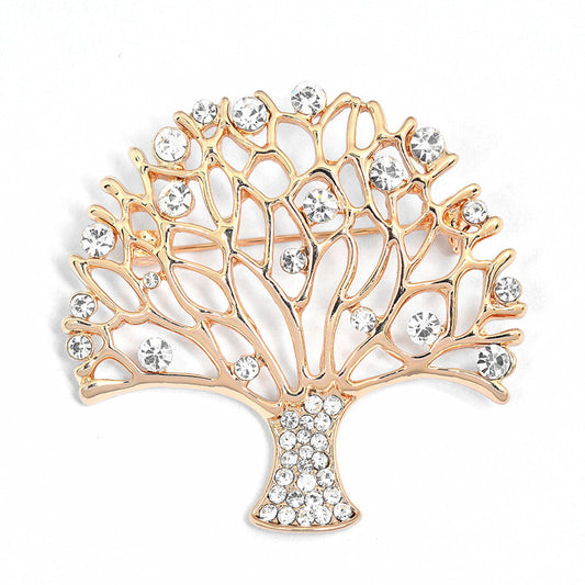 Rhinestone Small Tree Brooch High Profile And Generous Clothing