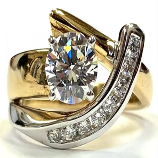 Personalized Creative Zircon Ring European And American 18K Gold Plated