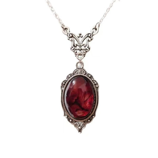 Vintage Red Quartz Crystal Necklace