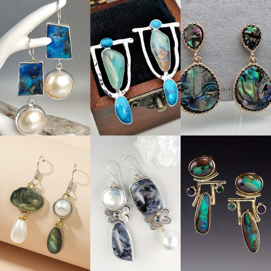 Vintage Earrings Women's Pearl Enamel