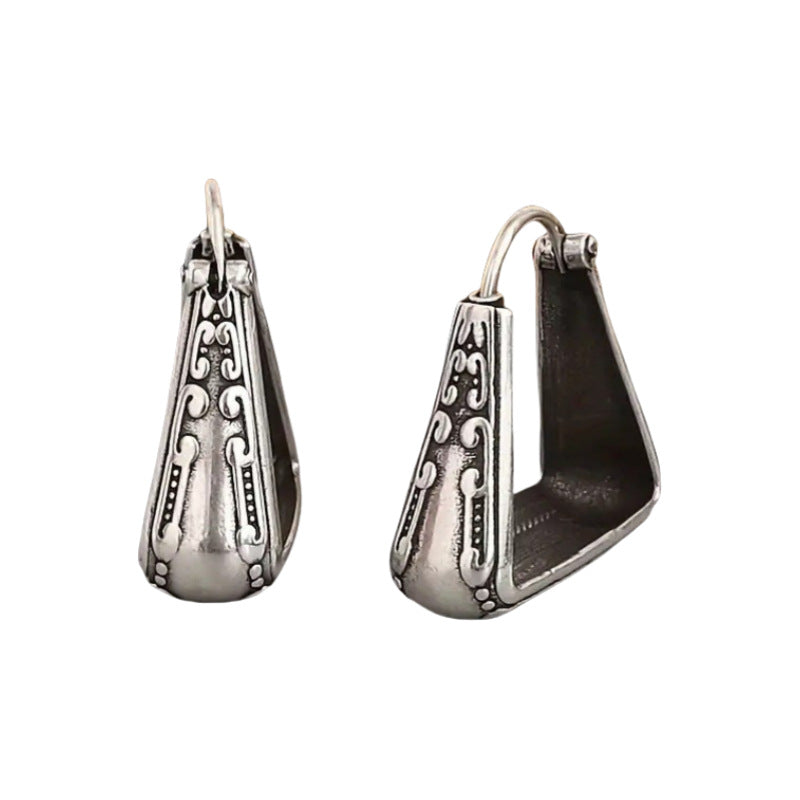 European And American Retro Geometric Carved Pattern Earrings