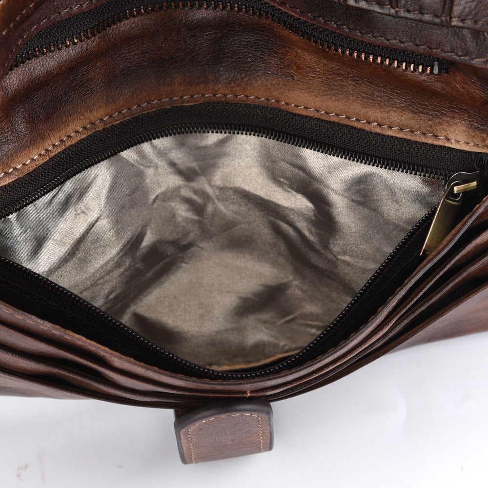 Vintage geriebenes Leder Fashion Stitching Lange Brieftasche