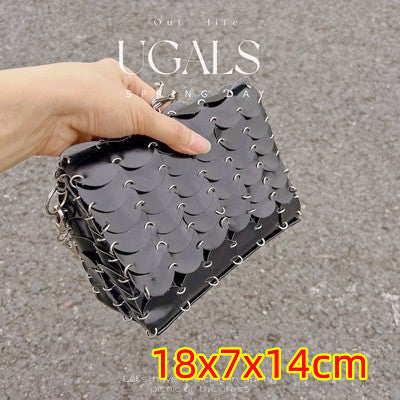 Kette Glitzer Pailletten Bling Schultertasche