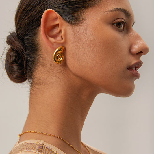 18K Gold Stainless Steel Conch Spiral Hoop High-grade Earrings Earring Ornament Women