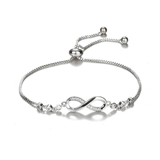 S925 Silver Infinite Loop 8-word Diamond Bracelet