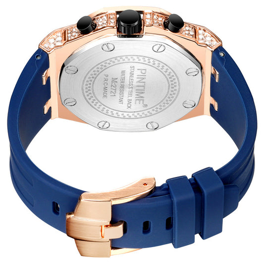 ساعة كرونوغراف كبيرة الحجم مرصعة بالألماس بتصميم عتيق