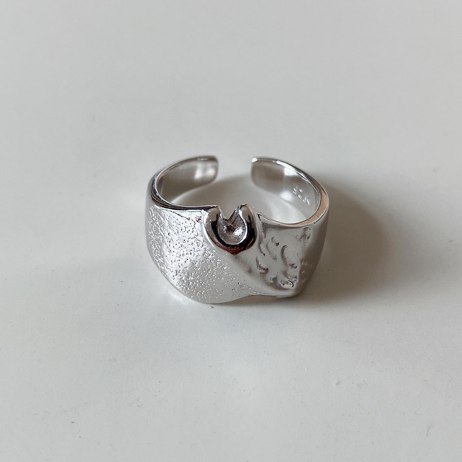 925 Sterling Silver Mottled Mountain Ring Fashion All-matching