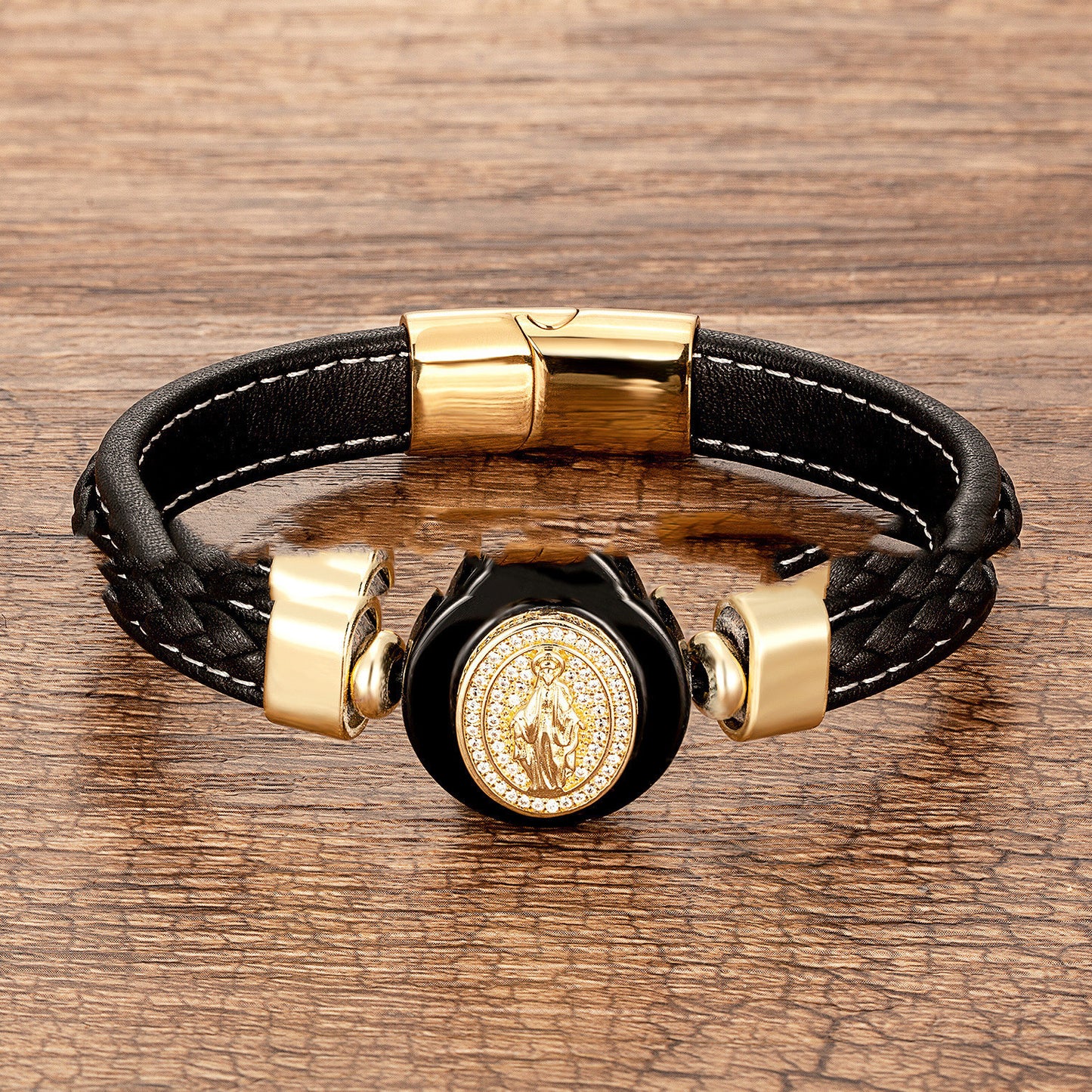 Europäische und amerikanische Mode Außenstein Lederschnur geflochtenes Armband