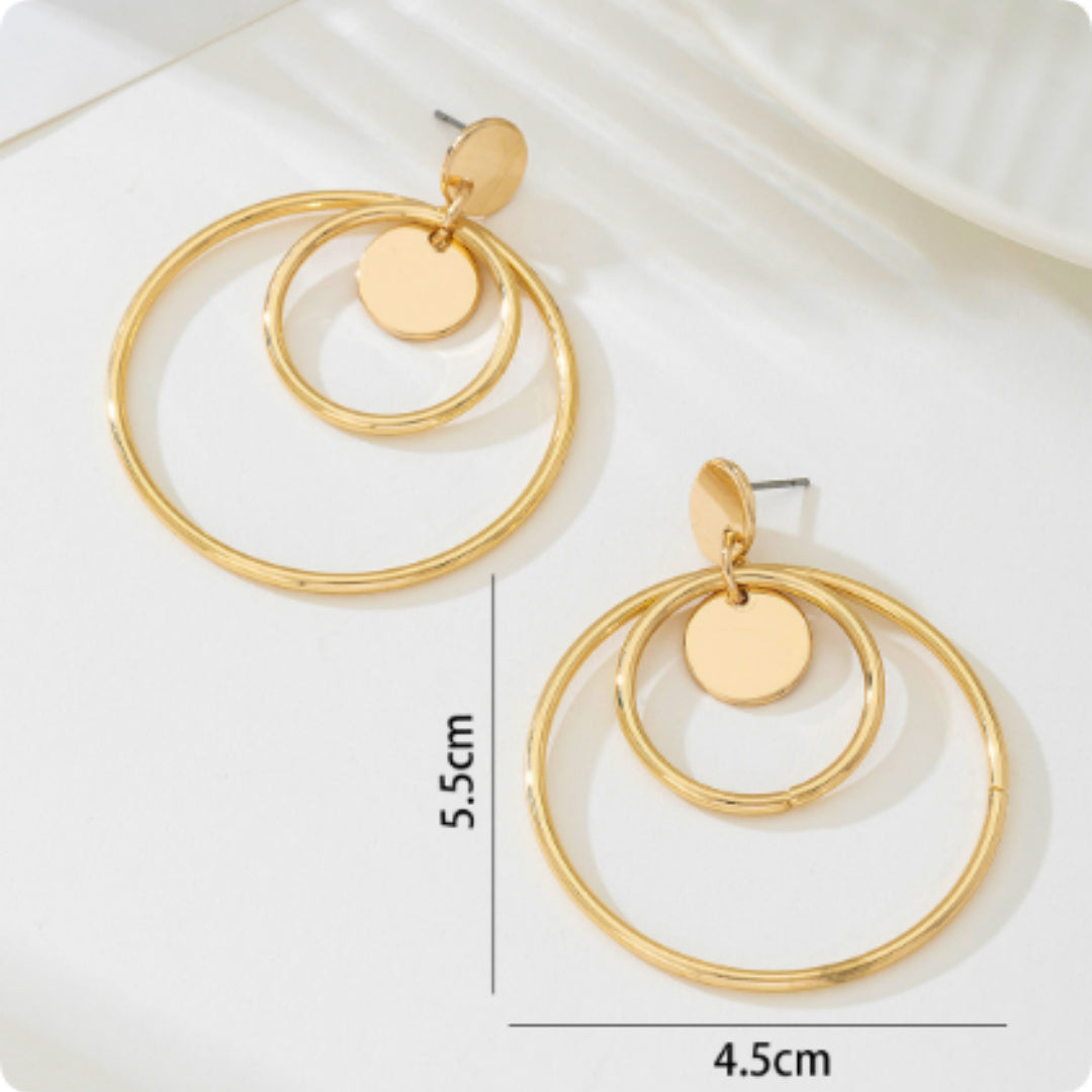 Multi Layer Circular Earrings, New Fashionable And Trendy For Women