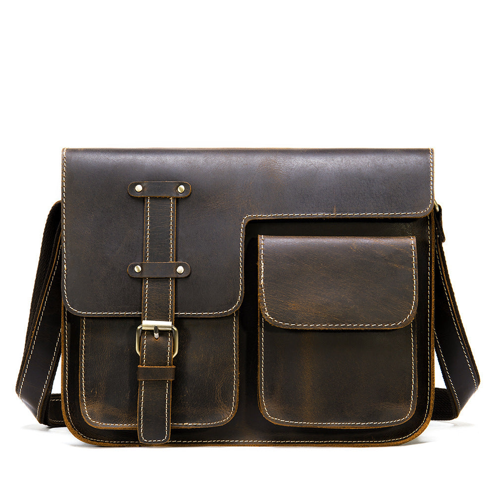 Herren Horizontale Schulter Messenger Bag Leder Herrentasche