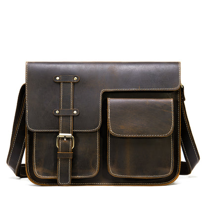 Herren Horizontale Schulter Messenger Bag Leder Herrentasche