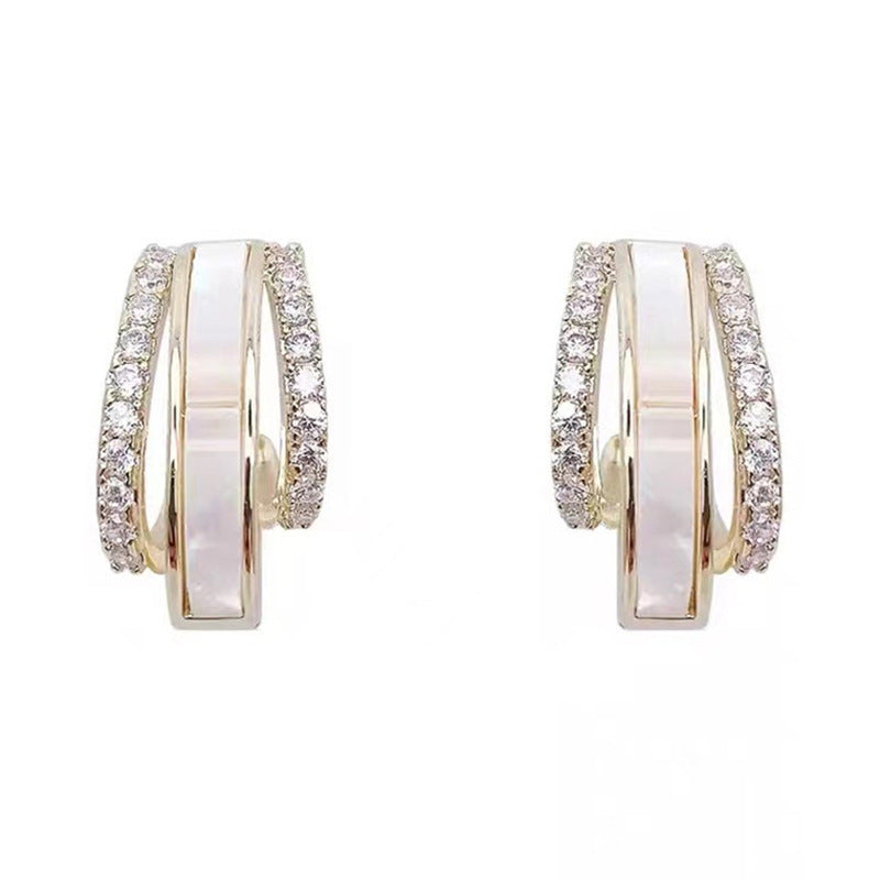 Double Circle Shell Delicate Earrings