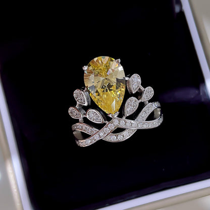 Women's Crown 925 Sterling Silver 5 Karat High Carbon Rhinestone Ring