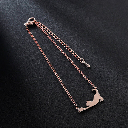Stainless Steel Cat Play Pendant Personalized Women's Bracelet