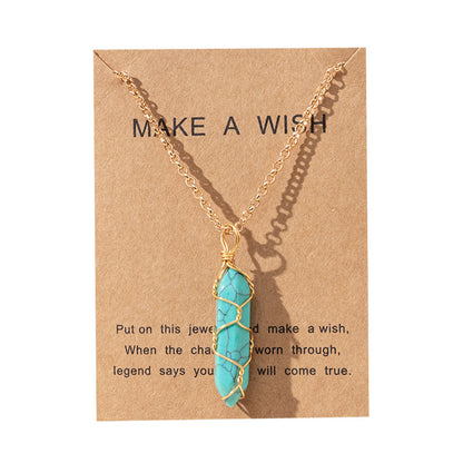 Men's And Women's Fashion Simple Copper Wire Hexagon Prism Necklace