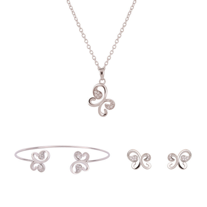 Three-piece Set Of New Butterfly Diamond Jewelry