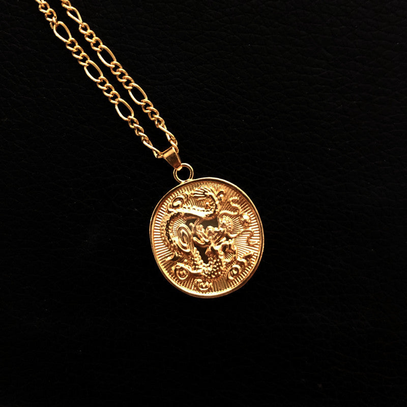 Bohemia Portrait Alloy Gold Coin Pendant