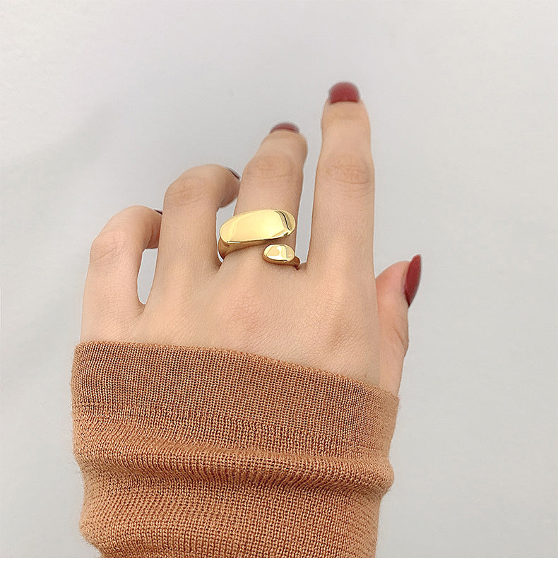 Titanium steel gold index finger ring