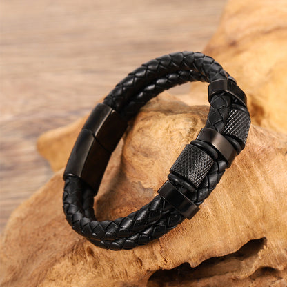 Explosive stainless steel magnet buckle leather bracelet