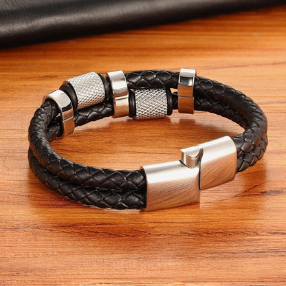 Explosive stainless steel magnet buckle leather bracelet