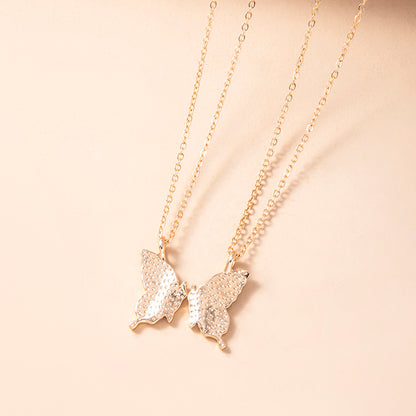 1 Pair Butterfly Pendant Necklace For Women Girls Sisters Friends With Inspirational Friendship Card