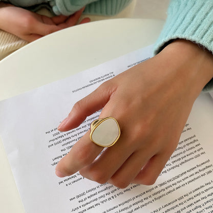 خاتم Mother Shell Minor Hipster Thick من الفضة الإسترلينية عيار 925