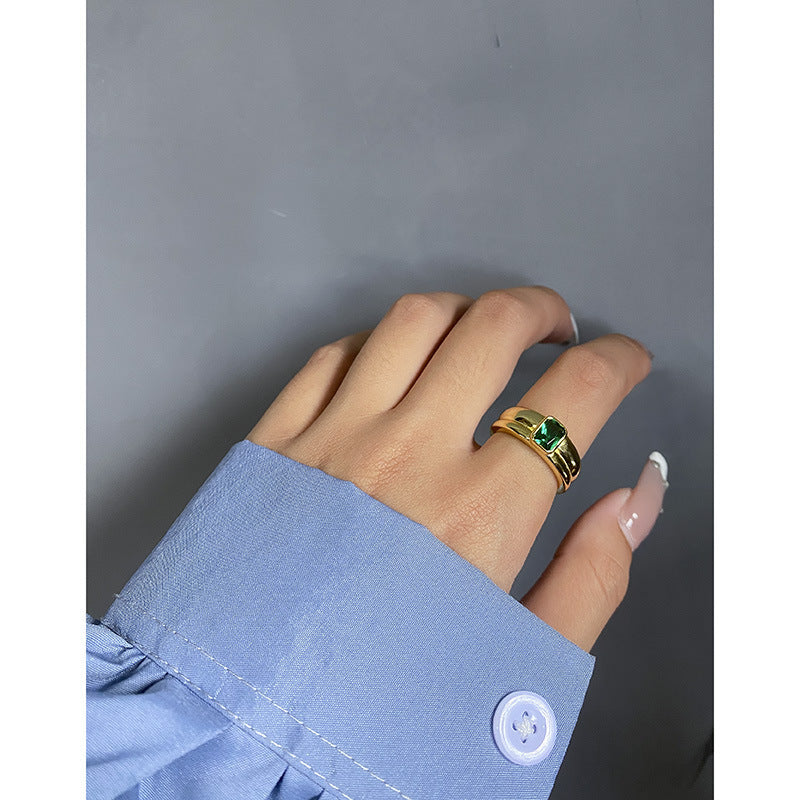 All-match Micro Inlaid Zircon Textured Sterling Silver Ring